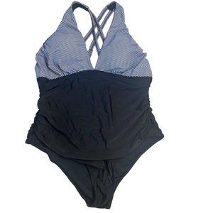 ruched, cross-back swimsuit